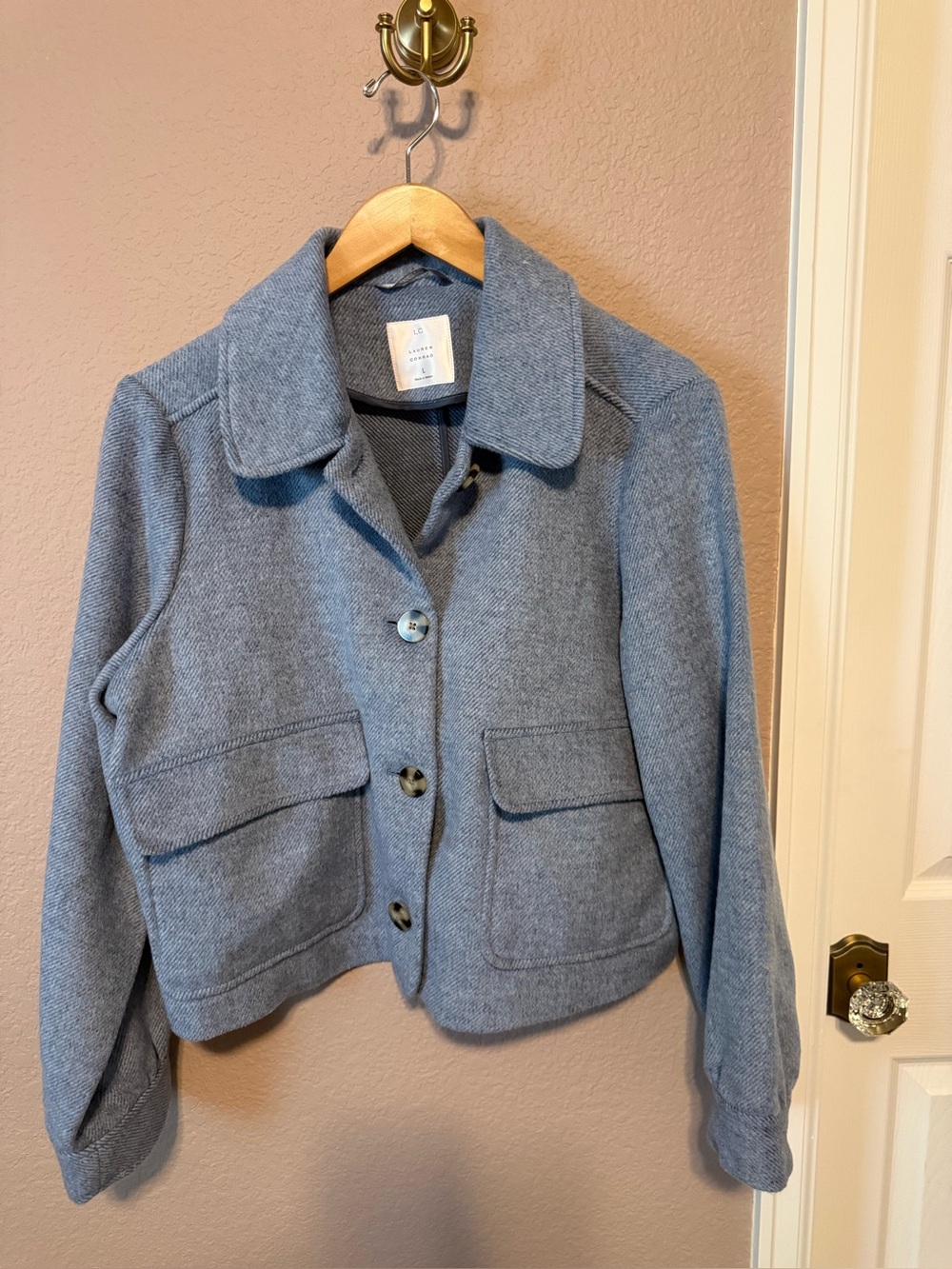 Lauren Conrad Cropped Button Jacket - Light Blue